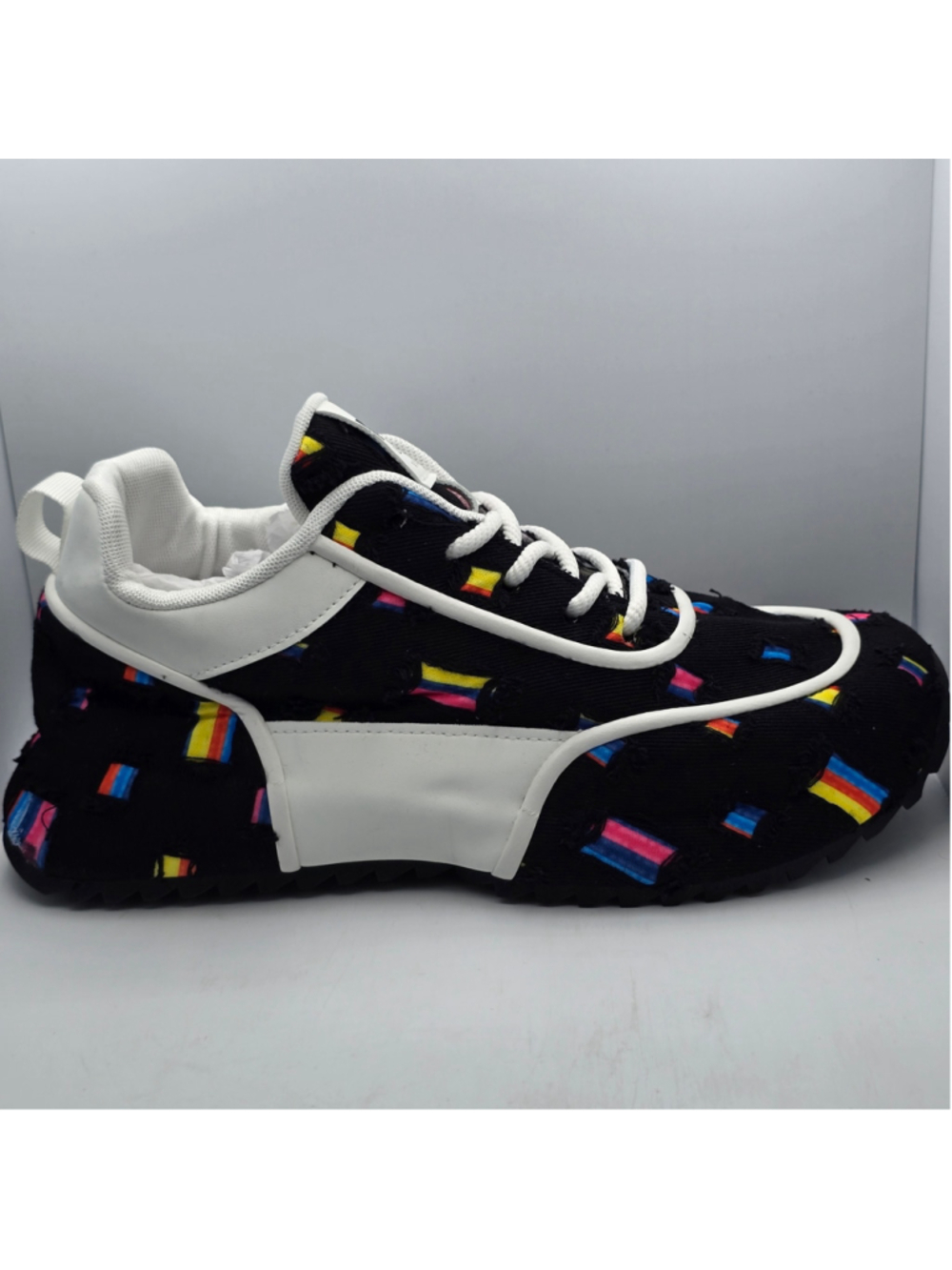 Men's Unbranded Multi-Color Pattern Sneakers Black and White 11 men's